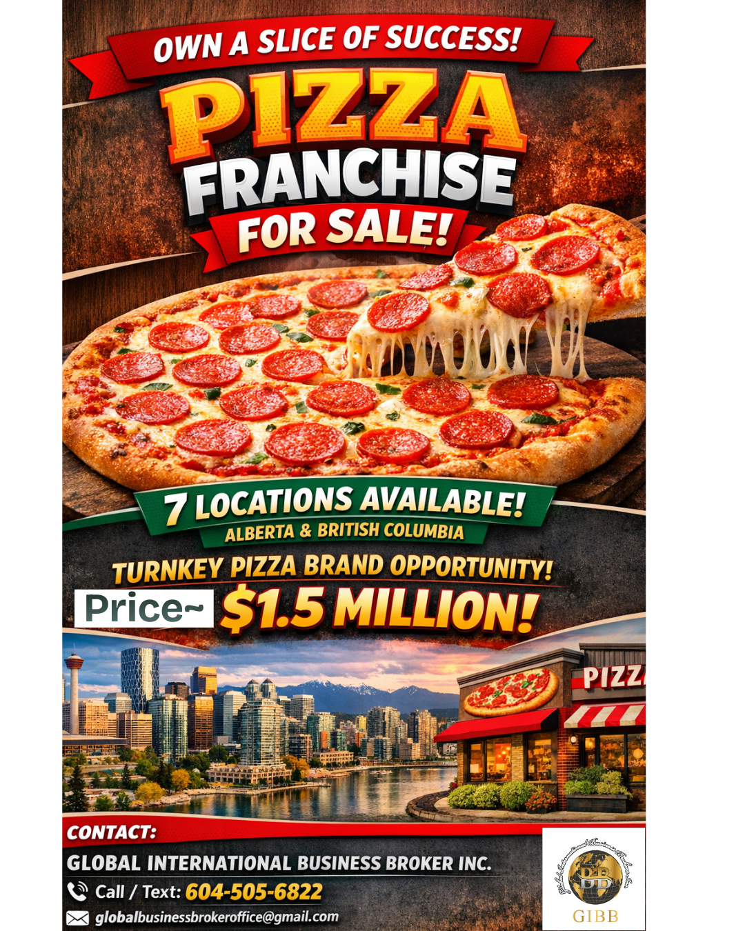 FULL PIZZA BRAND FRANCHISE FOR SALE 